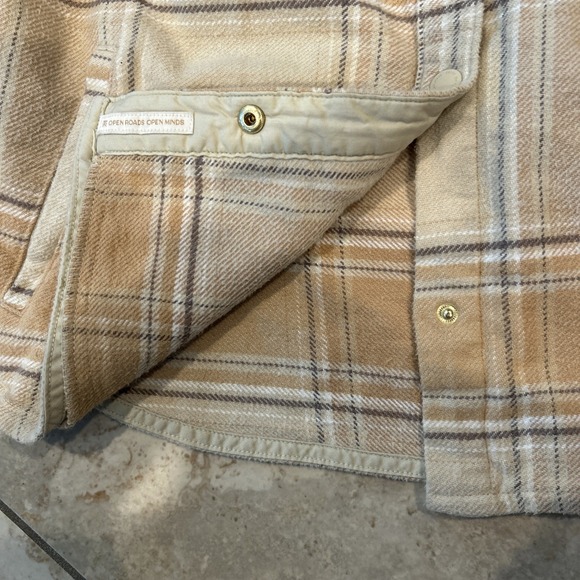Roark Amberley Flannel Womens Medium Caramel Plaid Shacket Oversized Snap Cotton - Picture 7 of 9